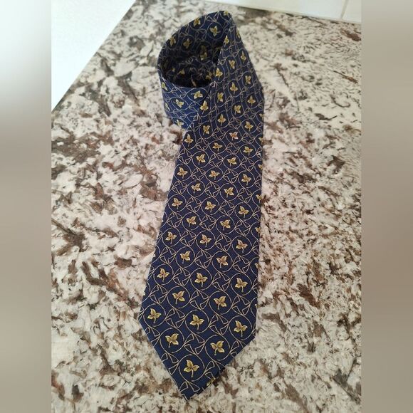 Burberry blue floral silk tie - Picture 1 of 7